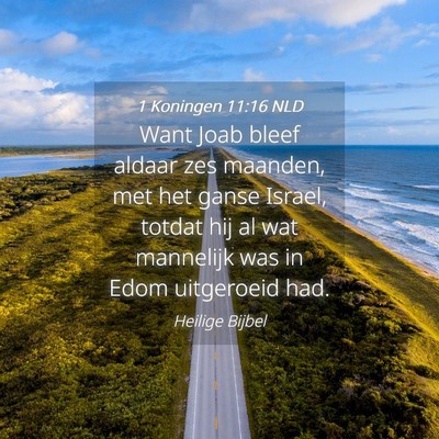 Picture 04 - 1 Koningen 11:16 NLD - Want Joab bleef aldaar zes maanden, met het ganse - Bible Verse Picture