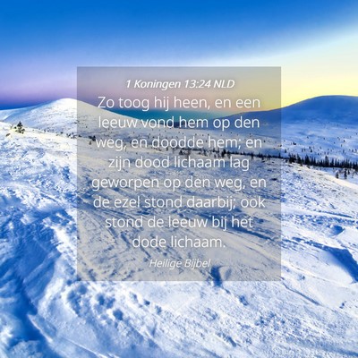 Picture 04 - 1 Koningen 13:24 NLD - Zo toog hij heen, en een leeuw vond hem op den - Bible Verse Picture