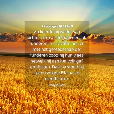 Picture 04 - 1 Koningen 19:21 NLD - Zo keerde hij weder van achter hem af, en nam een - Bible Verse Picture