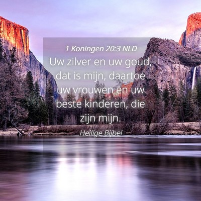 Picture 04 - 1 Koningen 20:3 NLD - Uw zilver en uw goud, dat is mijn, daartoe uw - Bible Verse Picture
