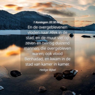 Picture 04 - 1 Koningen 20:30 NLD - En de overgeblevenen vloden naar Afek in de stad, - Bible Verse Picture