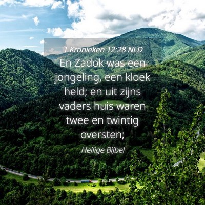 Picture 04 - 1 Kronieken 12:28 NLD - En Zadok was een jongeling, een kloek held; en - Bible Verse Picture