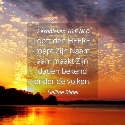 Picture 04 - 1 Kronieken 16:8 NLD - Looft den HEERE, roept Zijn Naam aan, maakt Zijn - Bible Verse Picture