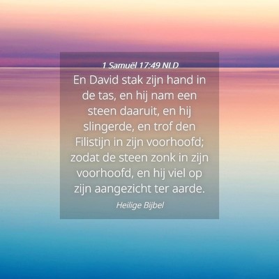 Picture 04 - 1 Samuël 17:49 NLD - En David stak zijn hand in de tas, en hij nam een - Bible Verse Picture