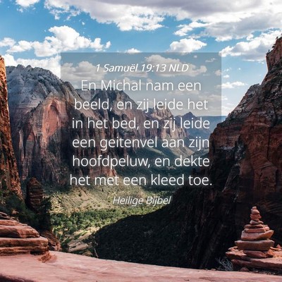 Picture 04 - 1 Samuël 19:13 NLD - En Michal nam een beeld, en zij leide het in het - Bible Verse Picture