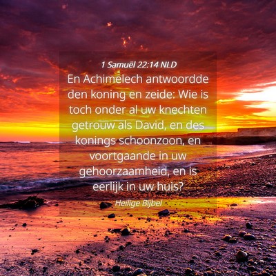 Picture 04 - 1 Samuël 22:14 NLD - En Achimelech antwoordde den koning en zeide: Wie - Bible Verse Picture