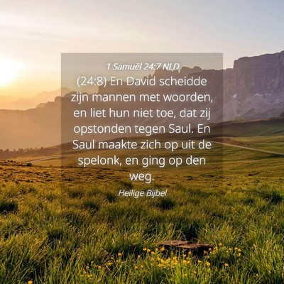 Picture 04 - 1 Samuël 24:7 NLD - (24:8) En David scheidde zijn mannen met woorden, - Bible Verse Picture