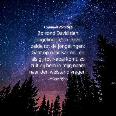 Picture 04 - 1 Samuël 25:5 NLD - Zo zond David tien jongelingen; en David zeide - Bible Verse Picture