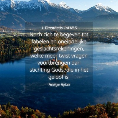Picture 04 - 1 Timotheüs 1:4 NLD - Noch zich te begeven tot fabelen en oneindelijke - Bible Verse Picture
