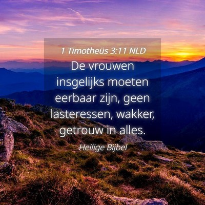Picture 04 - 1 Timotheüs 3:11 NLD - De vrouwen insgelijks moeten eerbaar zijn, geen - Bible Verse Picture