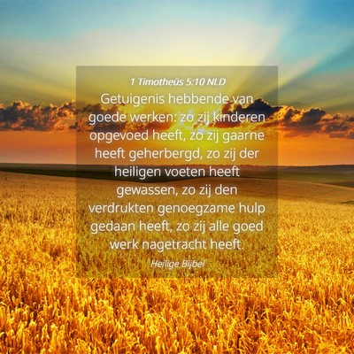 Picture 04 - 1 Timotheüs 5:10 NLD - Getuigenis hebbende van goede werken: zo zij - Bible Verse Picture