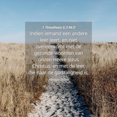 Picture 04 - 1 Timotheüs 6:3 NLD - Indien iemand een andere leer leert, en niet - Bible Verse Picture