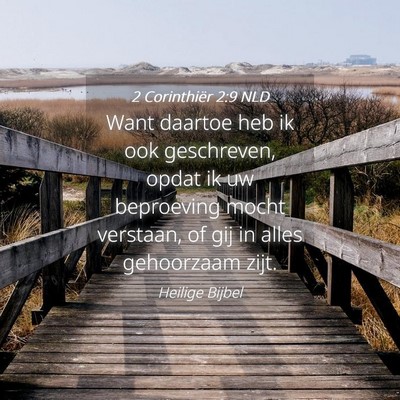 Picture 04 - 2 Corinthiër 2:9 NLD - Want daartoe heb ik ook geschreven, opdat ik uw - Bible Verse Picture