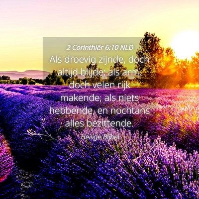 Picture 04 - 2 Corinthiër 6:10 NLD - Als droevig zijnde, doch altijd blijde; als arm, - Bible Verse Picture