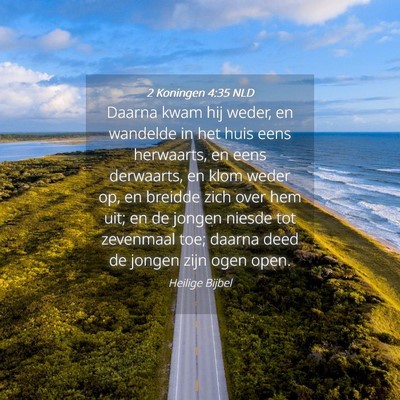 Picture 04 - 2 Koningen 4:35 NLD - Daarna kwam hij weder, en wandelde in het huis - Bible Verse Picture