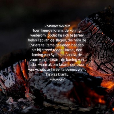 Picture 04 - 2 Koningen 8:29 NLD - Toen keerde Joram, de koning, wederom, opdat hij - Bible Verse Picture