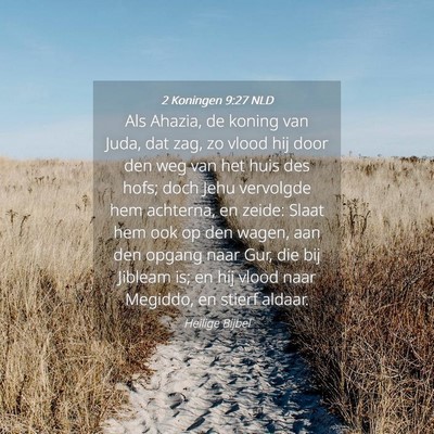 Picture 04 - 2 Koningen 9:27 NLD - Als Ahazia, de koning van Juda, dat zag, zo vlood - Bible Verse Picture