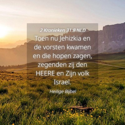 Picture 04 - 2 Kronieken 31:8 NLD - Toen nu Jehizkia en de vorsten kwamen en die - Bible Verse Picture