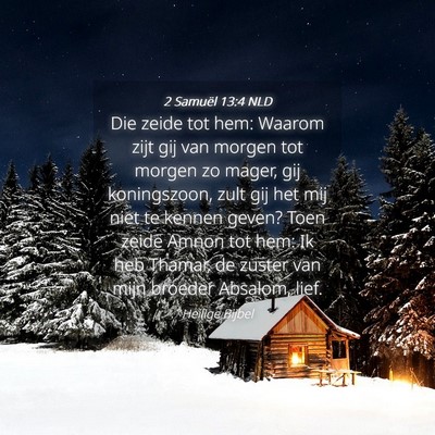 Picture 04 - 2 Samuël 13:4 NLD - Die zeide tot hem: Waarom zijt gij van morgen tot - Bible Verse Picture