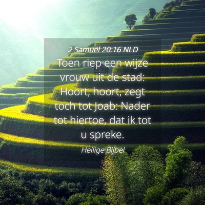 Picture 04 - 2 Samuël 20:16 NLD - Toen riep een wijze vrouw uit de stad: Hoort, - Bible Verse Picture