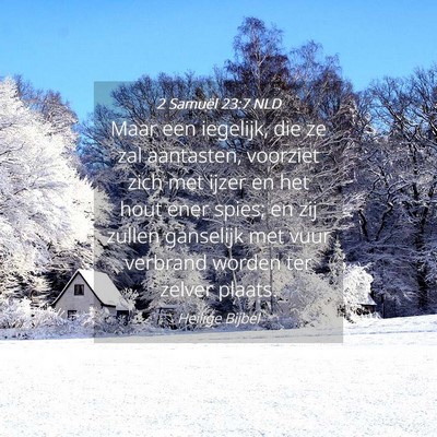 Picture 04 - 2 Samuël 23:7 NLD - Maar een iegelijk, die ze zal aantasten, voorziet - Bible Verse Picture