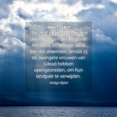 Picture 04 - Amos 1:13 NLD - Alzo zegt de HEERE: Om drie overtredingen der - Bible Verse Picture