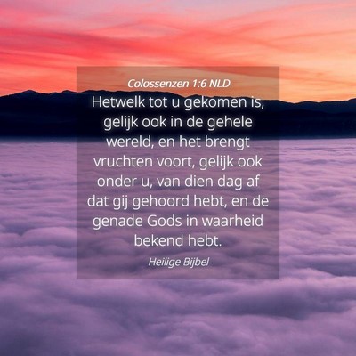 Picture 04 - Colossenzen 1:6 NLD - Hetwelk tot u gekomen is, gelijk ook in de gehele - Bible Verse Picture