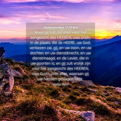 Picture 04 - Deuteronomium 12:18 NLD - Maar gij zult dat eten voor het aangezicht des - Bible Verse Picture