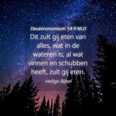 Picture 04 - Deuteronomium 14:9 NLD - Dit zult gij eten van alles, wat in de wateren - Bible Verse Picture