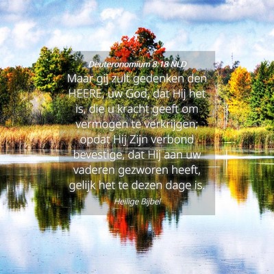 Picture 04 - Deuteronomium 8:18 NLD - Maar gij zult gedenken den HEERE, uw God, dat Hij - Bible Verse Picture