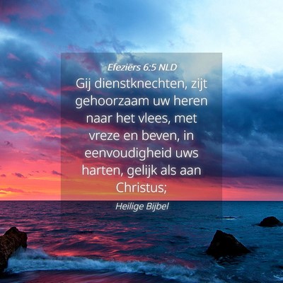 Picture 04 - Efeziërs 6:5 NLD - Gij dienstknechten, zijt gehoorzaam uw heren naar - Bible Verse Picture