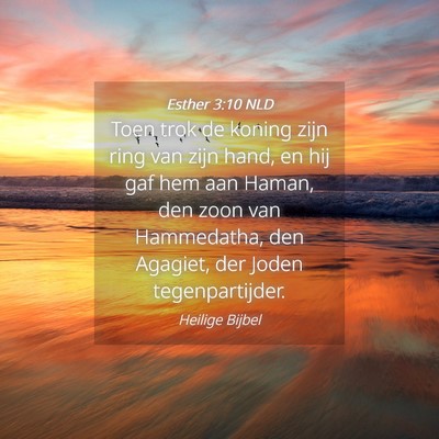 Picture 04 - Esther 3:10 NLD - Toen trok de koning zijn ring van zijn hand, en - Bible Verse Picture