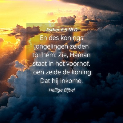 Picture 04 - Esther 6:5 NLD - En des konings jongelingen zeiden tot hem: Zie, - Bible Verse Picture