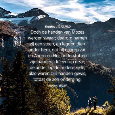 Picture 04 - Exodus 17:12 NLD - Doch de handen van Mozes werden zwaar; daarom - Bible Verse Picture