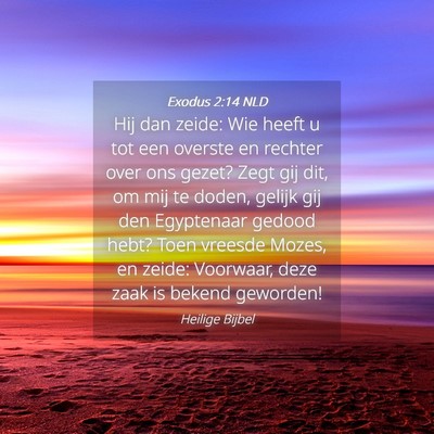 Picture 04 - Exodus 2:14 NLD - Hij dan zeide: Wie heeft u tot een overste en - Bible Verse Picture