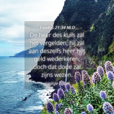 Picture 04 - Exodus 21:34 NLD - De heer des kuils zal het vergelden; hij zal aan - Bible Verse Picture