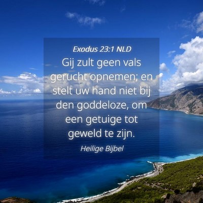 Picture 04 - Exodus 23:1 NLD - Gij zult geen vals gerucht opnemen; en stelt uw - Bible Verse Picture
