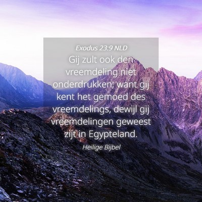 Picture 04 - Exodus 23:9 NLD - Gij zult ook den vreemdeling niet onderdrukken; - Bible Verse Picture