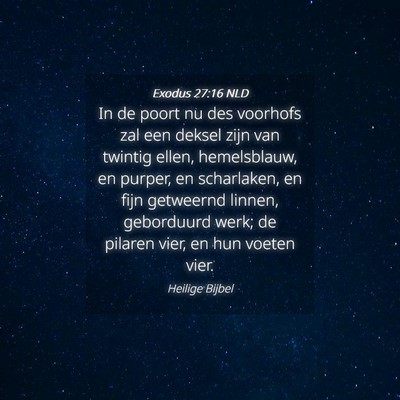 Picture 04 - Exodus 27:16 NLD - In de poort nu des voorhofs zal een deksel zijn - Bible Verse Picture