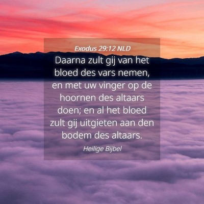 Picture 04 - Exodus 29:12 NLD - Daarna zult gij van het bloed des vars nemen, en - Bible Verse Picture