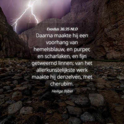 Picture 04 - Exodus 36:35 NLD - Daarna maakte hij een voorhang van hemelsblauw, - Bible Verse Picture