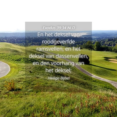 Picture 04 - Exodus 39:34 NLD - En het deksel van roodgeverfde ramsvellen, en het - Bible Verse Picture