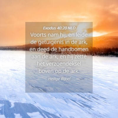 Picture 04 - Exodus 40:20 NLD - Voorts nam hij, en leide de getuigenis in de ark, - Bible Verse Picture