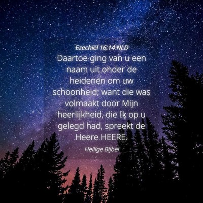 Picture 04 - Ezechiël 16:14 NLD - Daartoe ging van u een naam uit onder de heidenen - Bible Verse Picture
