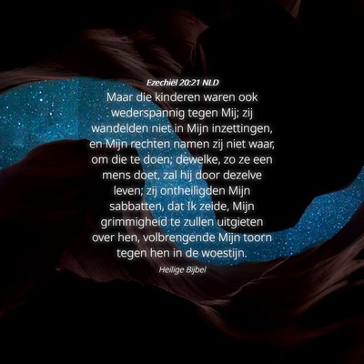 Picture 04 - Ezechiël 20:21 NLD - Maar die kinderen waren ook wederspannig tegen - Bible Verse Picture