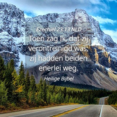 Picture 04 - Ezechiël 23:13 NLD - Toen zag Ik, dat zij verontreinigd was; zij - Bible Verse Picture