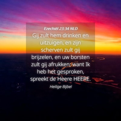 Picture 04 - Ezechiël 23:34 NLD - Gij zult hem drinken en uitzuigen, en zijn - Bible Verse Picture