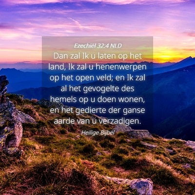 Picture 04 - Ezechiël 32:4 NLD - Dan zal Ik u laten op het land, Ik zal u - Bible Verse Picture