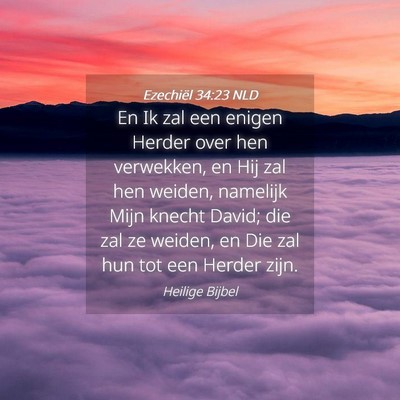 Picture 04 - Ezechiël 34:23 NLD - En Ik zal een enigen Herder over hen verwekken, - Bible Verse Picture