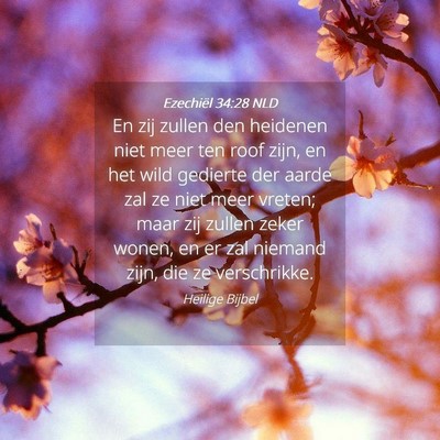 Picture 04 - Ezechiël 34:28 NLD - En zij zullen den heidenen niet meer ten roof - Bible Verse Picture